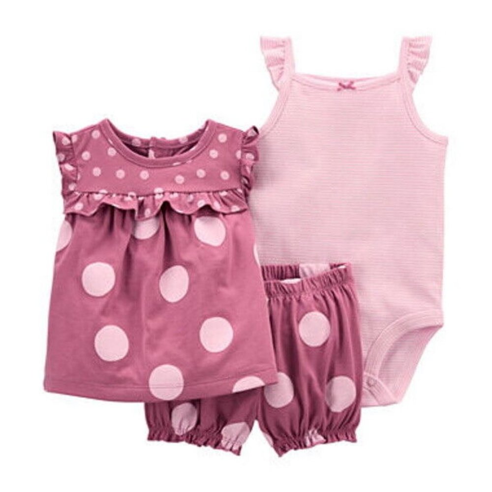 CARTER'S 3-pc.GIRLS SHORT SET 12m (NIP)/ Lavender and pink